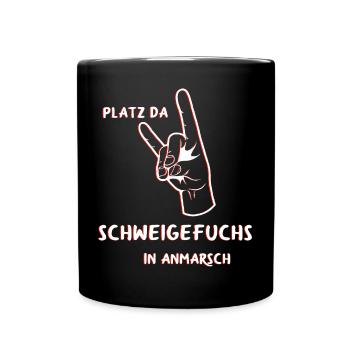 Schweigefuchs Leisefuchs Erzieher Lehrer - Tasse einfarbig - Schwarz - Vorne