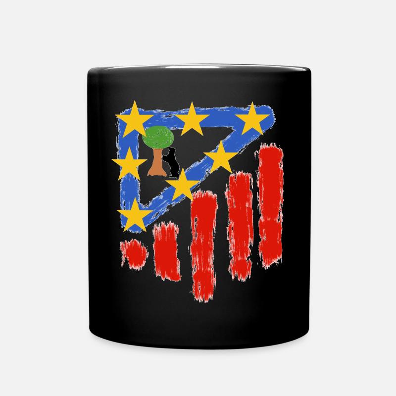 Rot-weiße Sterne - Tasse einfarbig - Schwarz
