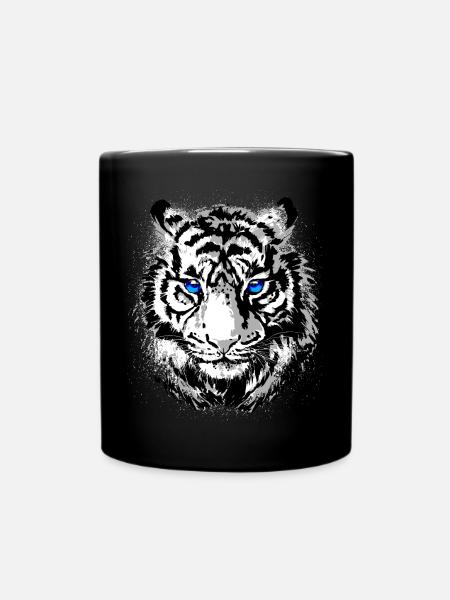 Tête de tigre - Tigre blanc - Chat sauvage - Mug uni - noir