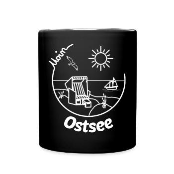 Ostsee Urlaub Strandkorb Souvenir Geschenkidee - Tasse einfarbig - Schwarz - Vorne