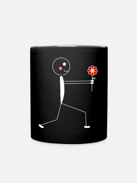 Blume, verliebt - Tasse einfarbig - Schwarz