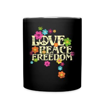 Type Retro Flower Power - Love Peace Freedom 4 - Mug uni - noir - Devant
