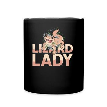 Eidechsen Frau Reptil Haustier Eidechse Lizard - Tasse einfarbig - Schwarz - Vorne