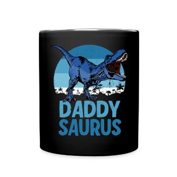 Daddy Saurus Dadsaurus Dinosaur Family - Full Colour Mug - black - Front