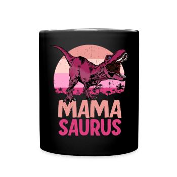 Mama Saurus Mamasaurus Dinosaur Family - Full Colour Mug - black - Front