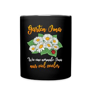 Garten Oma - Gärtnern Blumen - Tasse einfarbig - Schwarz - Vorne