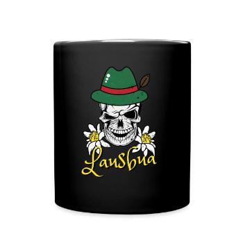 Lausbua Bayern Totenkopf Bayer Trachten - Tasse einfarbig - Schwarz - Vorne