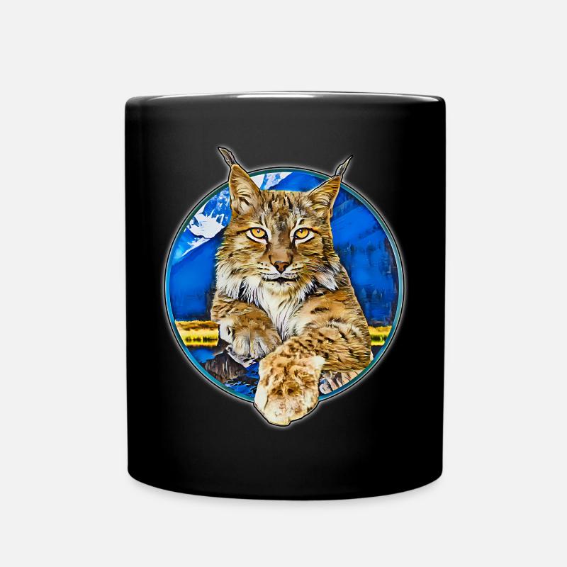 Luchs Wildkatze Freiheit - Tasse einfarbig - Schwarz