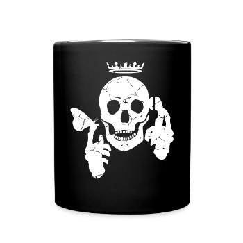 Crâne avec papillon et téléphone - Mug uni - noir - Devant