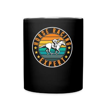 Pferderennen Experte Pferde Jockey Pferderennbahn - Tasse einfarbig - Schwarz - Vorne