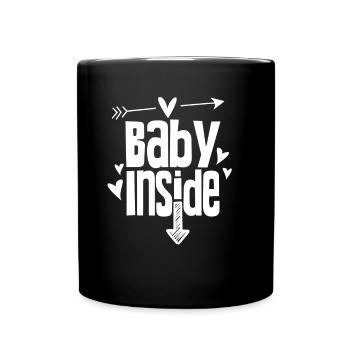 Baby Inside Baby Inside Announcement Pregnant - Full Colour Mug - black - Front