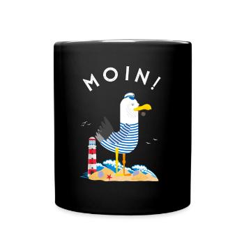 Moin Möwe Captain Northern Germany Low German - Full Colour Mug - black - Front