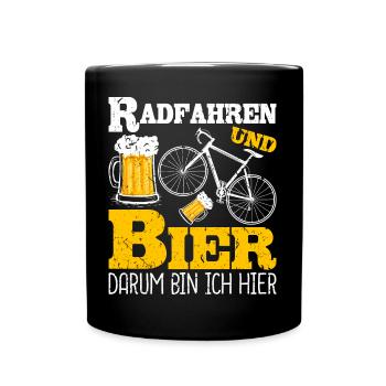 Radfahren Bier Fahrradfahrer Fahrrad - Tasse einfarbig - Schwarz - Vorne