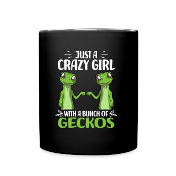 Gecko Liebhaber Mädchen | Gecko Reptilien Geschenk - Tasse einfarbig - Schwarz - Vorne