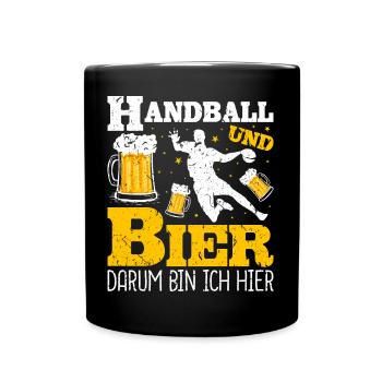 Handball Bier Spruch Handballer - Tasse einfarbig - Schwarz - Vorne