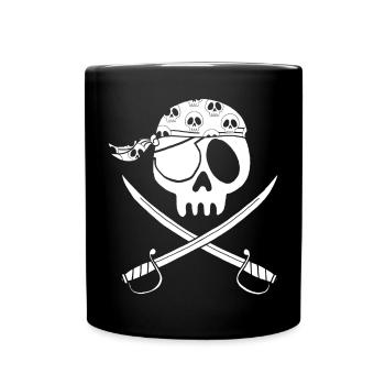 White pirate skull - Full Colour Mug - black - Front