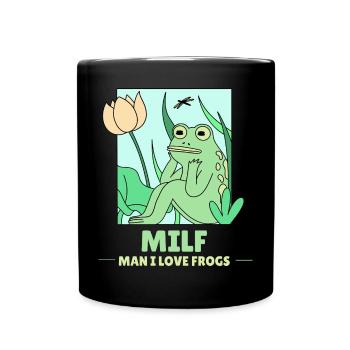 Lustiges Frosch - Tasse einfarbig - Schwarz - Vorne