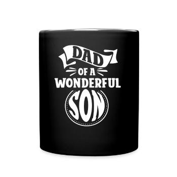 Vater Eines Wunderbaren Sohnes Sprüche Papa Papi - Tasse einfarbig - Schwarz - Vorne