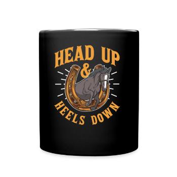 Head Up And Heels Down Rider Horse Riding - Full Colour Mug - black - Front