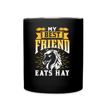 Mein Bester Freund Frisst Heu Reiten Pferd - Tasse einfarbig - Schwarz - Vorne