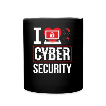 I love Cybersecurity Hack Hacker IT Security - Full Colour Mug - black - Front