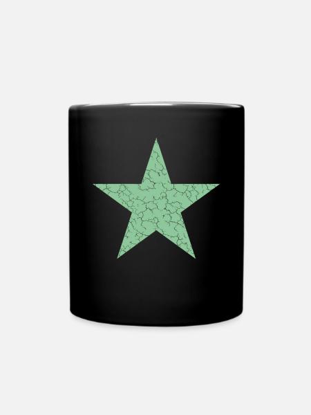 Stern grün green star vintage retro look - Tasse einfarbig - Schwarz