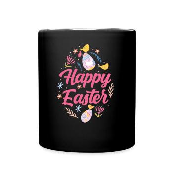 Joyeuses Pâques Pâques Pâques Pâques Lapin de Pâques Dictons - Mug uni - noir - Devant