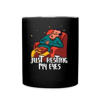 Je ne repose que mes yeux du Père Papa Papi - Mug uni - noir - Devant
