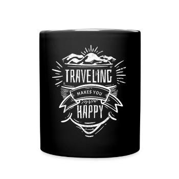 VOYAGE REND JOYEUSES FÊTES EN DISANT MOTIF CADEAU - Mug uni - noir - Devant