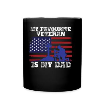 Mein Lieblingsveteran Ist Mein Vater Militär - Tasse einfarbig - Schwarz - Vorne