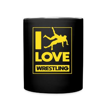 Ich Liebe Wrestling Ringen Ringkampf Ringer - Tasse einfarbig - Schwarz - Vorne