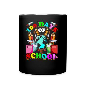 100 Tage Schule Lustig Sprüche Süß Team - Tasse einfarbig - Schwarz - Vorne