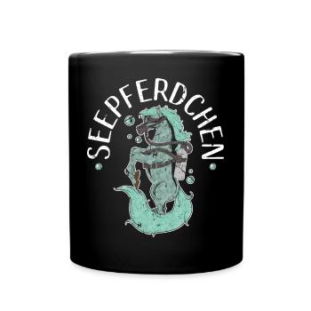 Seepferdchen Schwimmen Mädchen Schwimm - Tasse einfarbig - Schwarz - Vorne