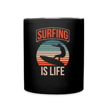 Surfing is life Surfboard Surfing Surfer - Full Colour Mug - black - Front