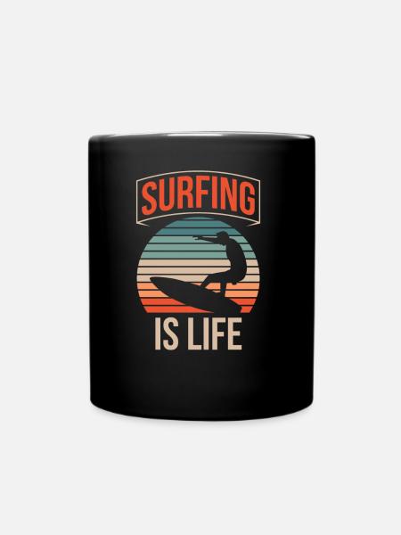 Le surf, c’est la vie Surfboard Surf Surfer - Mug uni - noir