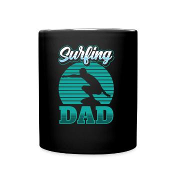 Surfender Vater Surfer Surfing Surfen Surfbrett - Tasse einfarbig - Schwarz - Vorne