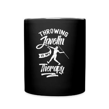 Speerwerfen Ist Meine Therapie Speer Speerwerfer - Tasse einfarbig - Schwarz - Vorne