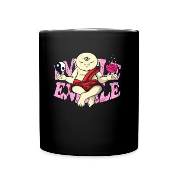 Buddhistischer Mönch Zen Meditation Buddha Om - Tasse einfarbig - Schwarz - Vorne
