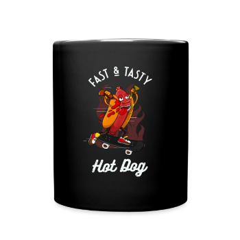 Schnell & Lecker Hotdog Lustige Skater Wurst - Tasse einfarbig - Schwarz - Vorne