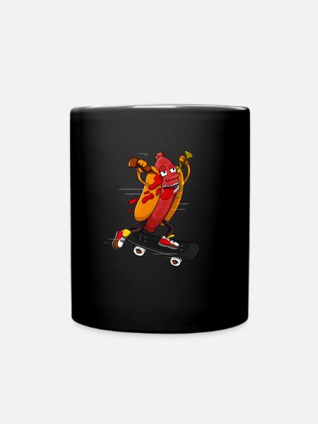 Hotdog Skater Lustige Skating Bratwurst - Tasse einfarbig - Schwarz