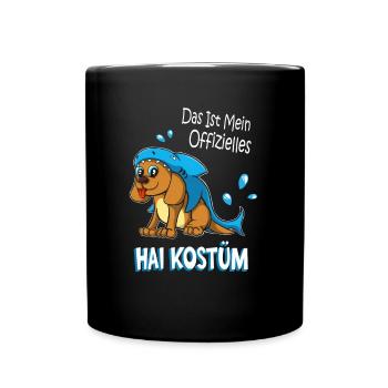 Niedlicher Hund Im Haifisch Kostüm Lustiges Kinder - Tasse einfarbig - Schwarz - Vorne