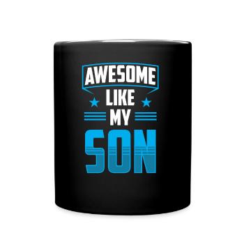 Fantastisch Wie Mein Sohn Sprüche Papi Papa Vater - Tasse einfarbig - Schwarz - Vorne