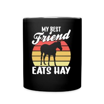 Mein Bester Freund Isst Heu Reiter Pferd Reiten - Tasse einfarbig - Schwarz - Vorne