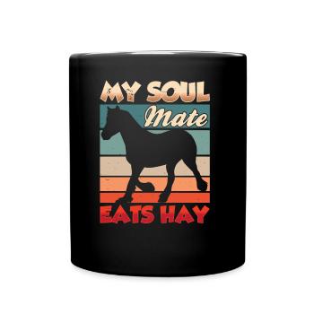 Mein Seelenverwandter Frisst Heu Pferd Reiten - Tasse einfarbig - Schwarz - Vorne