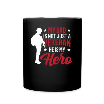 Papa Ist Nicht Nur Ein Veteran Er Ist Mein Held - Tasse einfarbig - Schwarz - Vorne