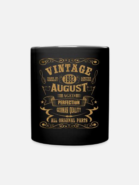 Geburtstag Jahrgang Vintage 1982 August born - Tasse einfarbig - Schwarz