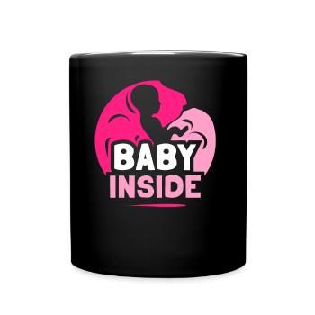 Baby Im Inneren Schwanger Ankündigung Baby Inside - Tasse einfarbig - Schwarz - Vorne
