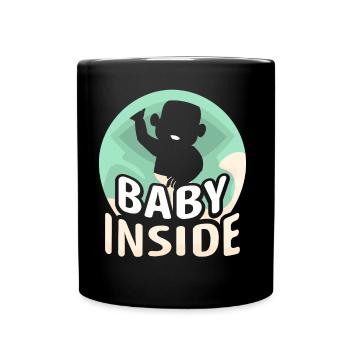 Baby Inside Pregnant Baby Inside Announcement - Full Colour Mug - black - Front