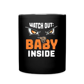 Achtung Baby Inside Schwanger Schwangerschaft Süß - Tasse einfarbig - Schwarz - Vorne