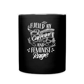 Powered by caffeine and feminist anger - Full Colour Mug - black - Front